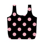 Polka Dots - Light Pink on Black Full Print Recycle Bag (M)