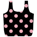 Polka Dots - Light Pink on Black Full Print Recycle Bag (XL)