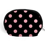 Polka Dots - Light Pink on Black Accessory Pouch (Medium)