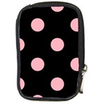 Polka Dots - Light Pink on Black Compact Camera Leather Case