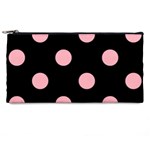 Polka Dots - Light Pink on Black Pencil Case