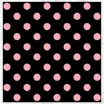 Polka Dots - Light Pink on Black Canvas 16  x 16 