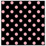 Polka Dots - Light Pink on Black Canvas 20  x 20 