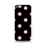 Polka Dots - Light Pink on Black Apple iPhone 6/6S Silicone Case (Transparent)
