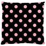 Polka Dots - Light Pink on Black Large Cushion Case (Two Sides)
