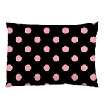 Polka Dots - Light Pink on Black Pillow Case (Two Sides)