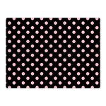 Polka Dots - Light Pink on Black Double Sided Flano Blanket (Mini)