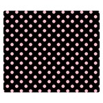 Polka Dots - Light Pink on Black Double Sided Flano Blanket (Small)