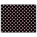 Polka Dots - Light Pink on Black Double Sided Flano Blanket (Medium)