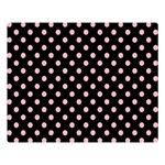 Polka Dots - Light Pink on Black Double Sided Flano Blanket (Large)
