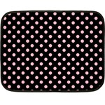 Polka Dots - Light Pink on Black Double Sided Fleece Blanket (Mini)
