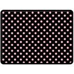 Polka Dots - Light Pink on Black Double Sided Fleece Blanket (Large) (Two Sides)
