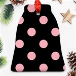 Polka Dots - Light Pink on Black Bell Ornament (Two Sides)