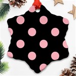 Polka Dots - Light Pink on Black Ornament (Snowflake)