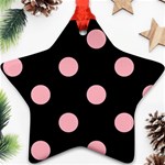 Polka Dots - Light Pink on Black Star Ornament (Two Sides)