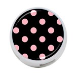 Polka Dots - Light Pink on Black 4-Port USB Hub (One Side)