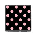 Polka Dots - Light Pink on Black Memory Card Reader (Square)