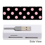 Polka Dots - Light Pink on Black Memory Card Reader (Stick)