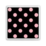 Polka Dots - Light Pink on Black Memory Card Reader with Storage (Square)