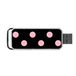 Polka Dots - Light Pink on Black Portable USB Flash (One Side)