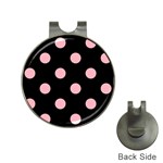 Polka Dots - Light Pink on Black Golf Ball Marker Hat Clip