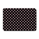 Polka Dots - Light Pink on Black Small Doormat