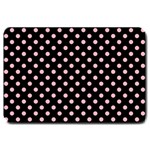Polka Dots - Light Pink on Black Large Doormat