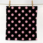 Polka Dots - Light Pink on Black Face Towel