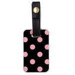 Polka Dots - Light Pink on Black Luggage Tag (One Side)