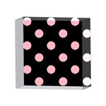 Polka Dots - Light Pink on Black 4 x 4  Acrylic Photo Block