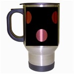 Polka Dots - Light Pink on Black Travel Mug (Silver Gray)