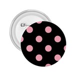 Polka Dots - Light Pink on Black 2.25  Button