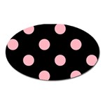 Polka Dots - Light Pink on Black Magnet (Oval)