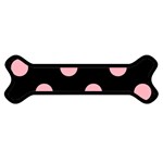Polka Dots - Light Pink on Black Magnet (Dog Bone)