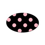 Polka Dots - Light Pink on Black Sticker Oval (10 pack)