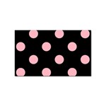 Polka Dots - Light Pink on Black Sticker Rectangular (100 pack)