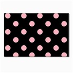 Polka Dots - Light Pink on Black Postcard 4  x 6 