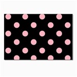 Polka Dots - Light Pink on Black Postcard 5  x 7 
