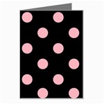 Polka Dots - Light Pink on Black Greeting Card