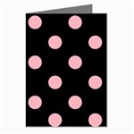 Polka Dots - Light Pink on Black Greeting Cards (Pkg of 8)