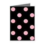 Polka Dots - Light Pink on Black Mini Greeting Card