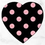 Polka Dots - Light Pink on Black Jigsaw Puzzle (Heart)
