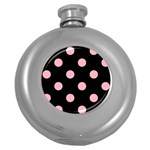 Polka Dots - Light Pink on Black Hip Flask (5 oz)