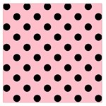 Polka Dots - Black on Pink Large Satin Scarf (Square)