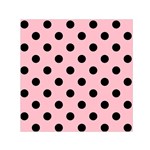 Polka Dots - Black on Pink Small Satin Scarf  (Square)