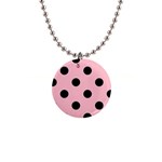 Polka Dots - Black on Pink 1  Button Necklace