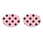 Polka Dots - Black on Pink Cufflinks (Oval)