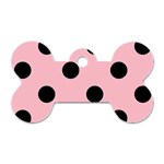 Polka Dots - Black on Pink Dog Tag Bone (Two Sides)