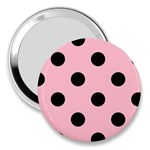 Polka Dots - Black on Pink 3  Handbag Mirror