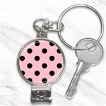 Polka Dots - Black on Pink Nail Clippers Key Chain